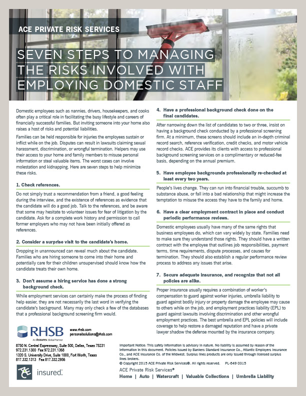 seven steps to managing the risks involved with employing domestic staff white paper cover image